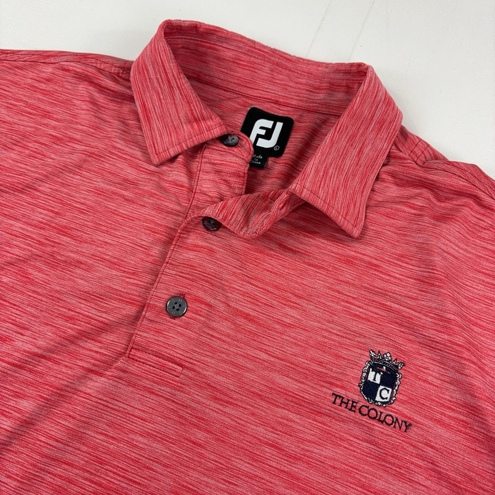 FootJoy Golf Polo Shirt Mens L Red Heathered The Colony Stretch Short Sleeve